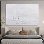 Minimalist Sailboat Abstract Painting for Serene Bedroom Retreats YHT263