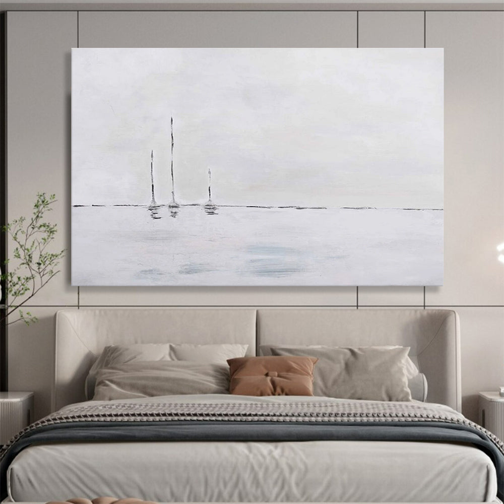 Minimalist Sailboat Abstract Painting for Serene Bedroom Retreats YHT263