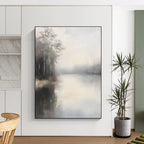 Lake in the Mist Ethereal Waterscape Abstract Painting GAB0239