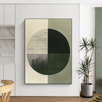 Half and Half Circle Abstract Painting for Minimalist Office Receptions GAB1381