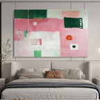 Eclectic Pink - Green Abstract Collage - Style Artwork Painting ABS129