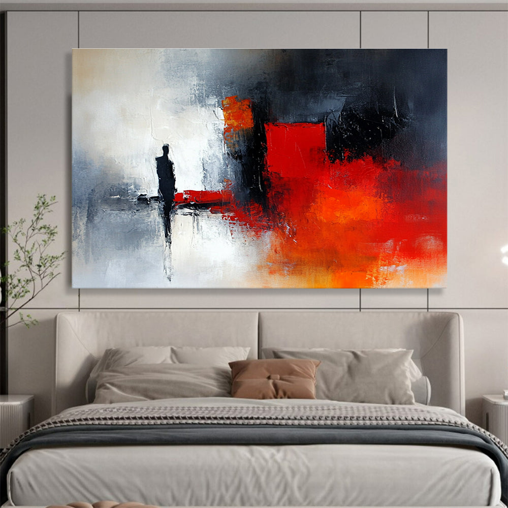 Red and Black Abstract Figure with Dramatic Tones Abstract Painting ABS389