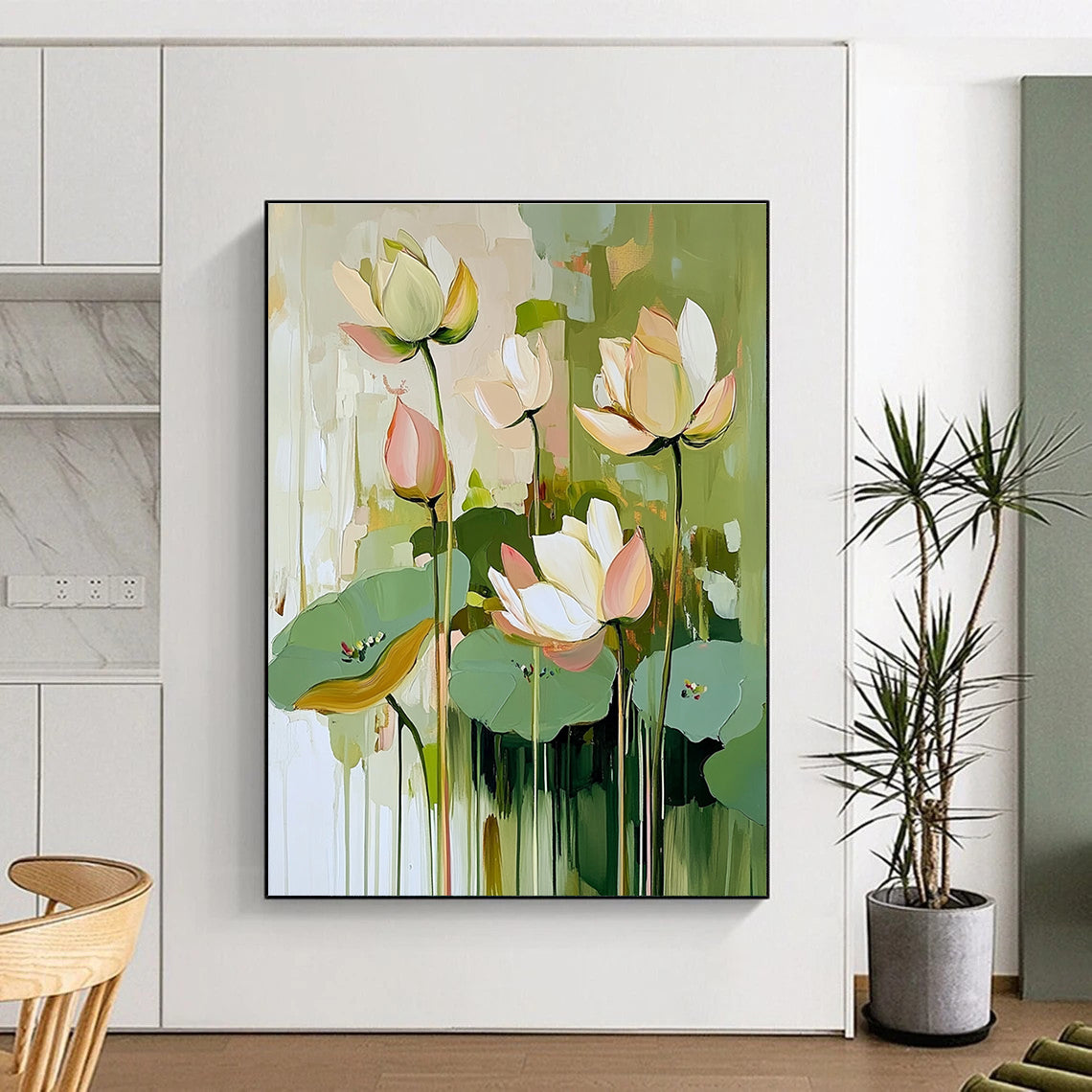 Lotus Flower Bunch - Elegant Floral Abstract Painting GAB0619