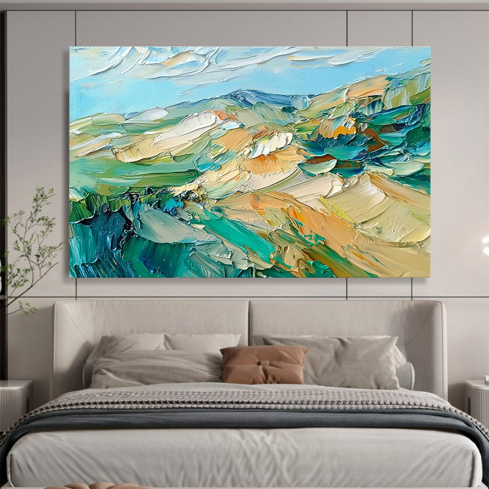 Textured Mountain Landscape Abstract Painting with Bold Brushstrokes ABS287