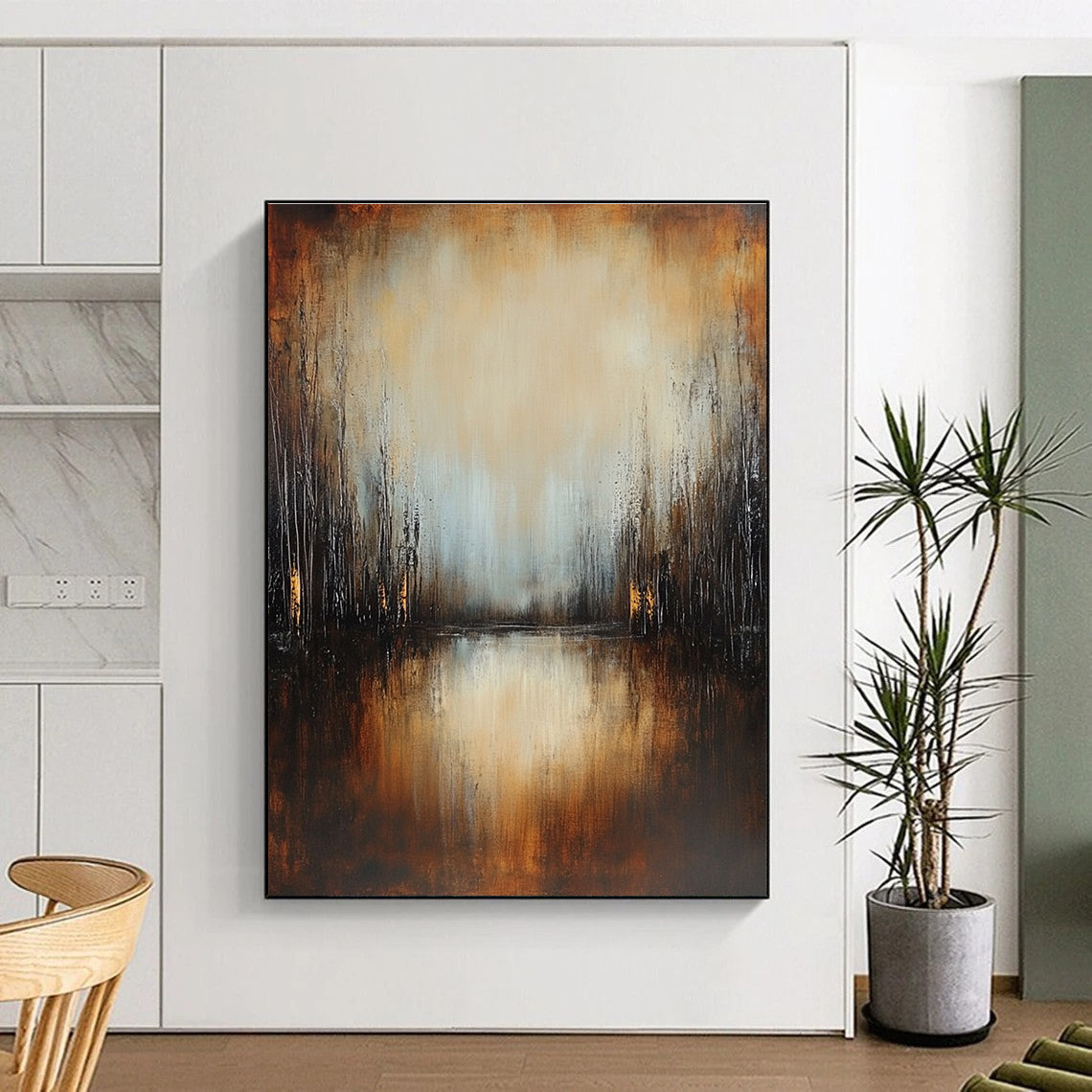 Forest Lake at Dusk - Mystical Landscape Abstract Painting GAB0581