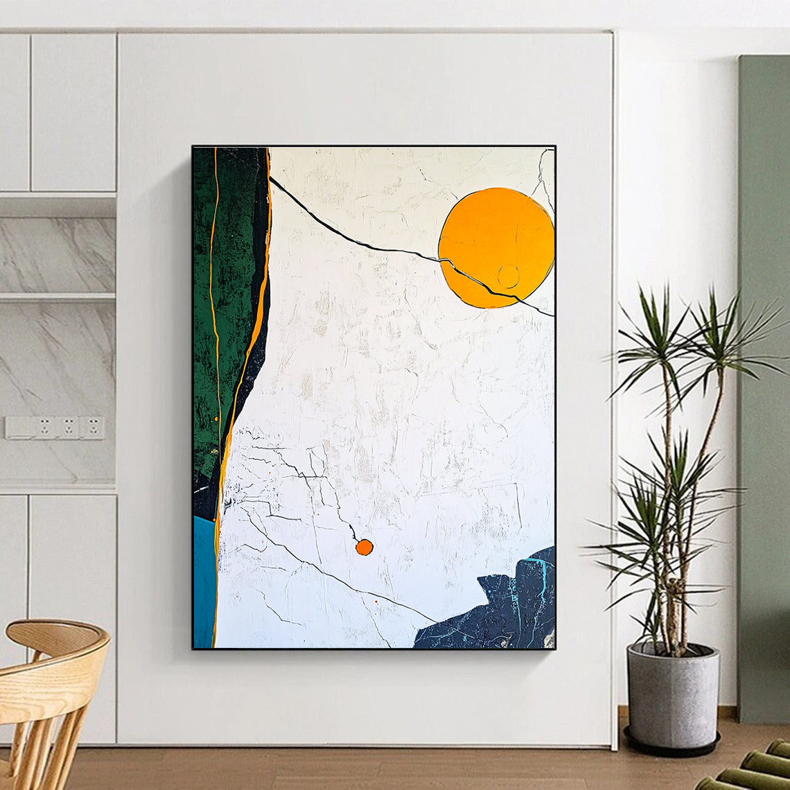 Abstract Sun and Shapes Painting for Artistic Interiors GAB0715