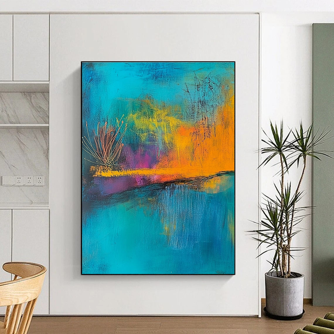 Vibrant Colorful Nature Abstract Painting for Lively Spaces GAB0678