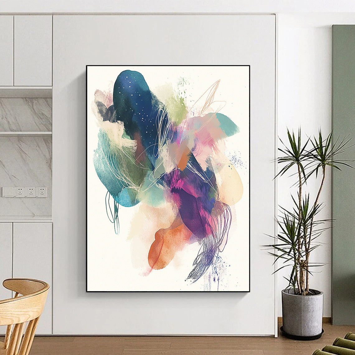 Colorful Ink - like Abstract Painting with Whimsical Fluidity WINK275