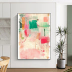 Green and Pink Abstract Fusion Abstract Painting with Fresh Vitality WINK201