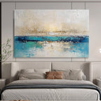 Textured Sea and Sky Abstract Painting with Layered, Coastal Calm ABS491