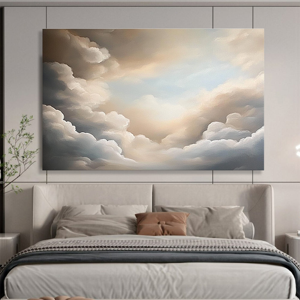 Serene Neutral Cloudscape Abstract Painting ABS132