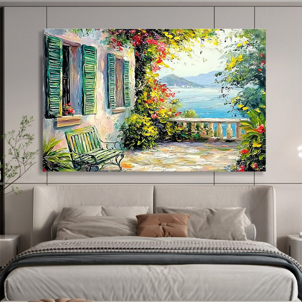 Coastal Villa Abstract Painting for Mediterranean - Style Resorts YHT415
