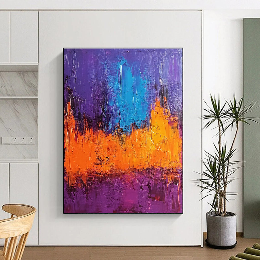Purple and Orange Abstract Painting for Vibrant Interiors GAB0711