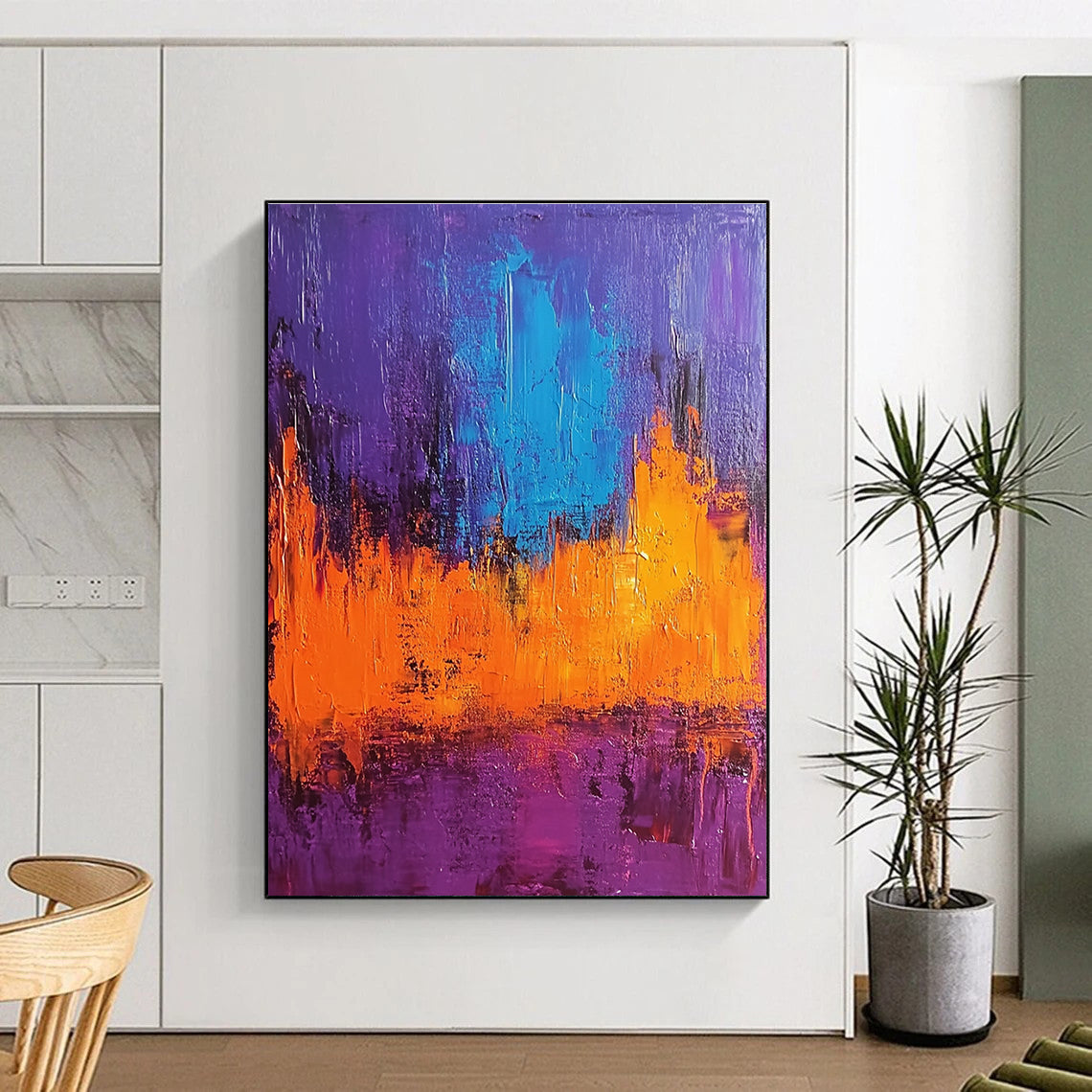 Purple and Orange Abstract Painting for Vibrant Interiors GAB0711