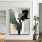 Minimalist Green and Gray Abstract Painting with Clean Lines WINK812