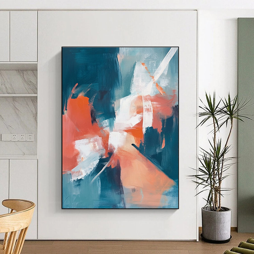 Teal Orange Abstract Fusion Painting with Subtle Blends WINK641