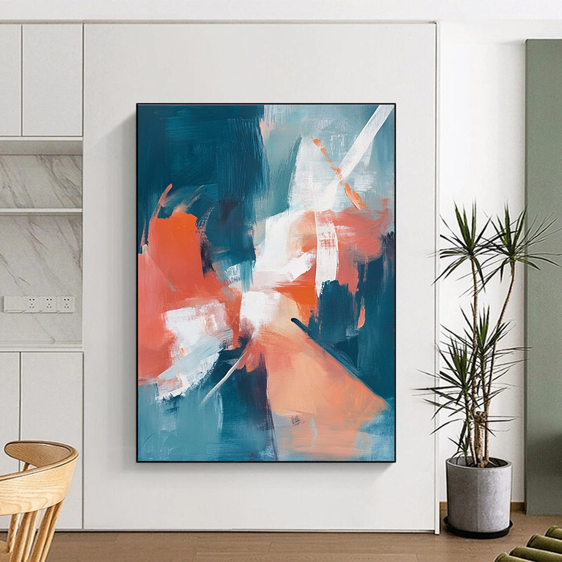 Teal Orange Abstract Fusion Painting with Subtle Blends WINK641