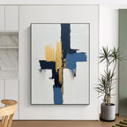 Blue - Gold Abstract Cross Painting with Modern Elegance WINK440
