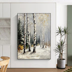 Winter Birch Forest II Serene Abstract Painting for Calm Interiors GAB1431