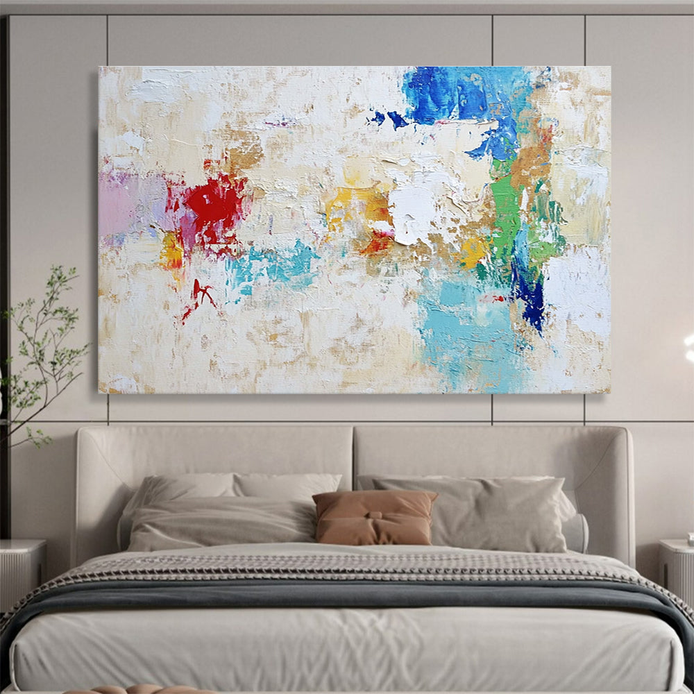 Beige - based Colorful Abstract with Patchy Textures Abstract Painting ABS384