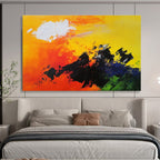Bold Color Mountain Silhouette with Vivid Sky Abstract Painting ABS342