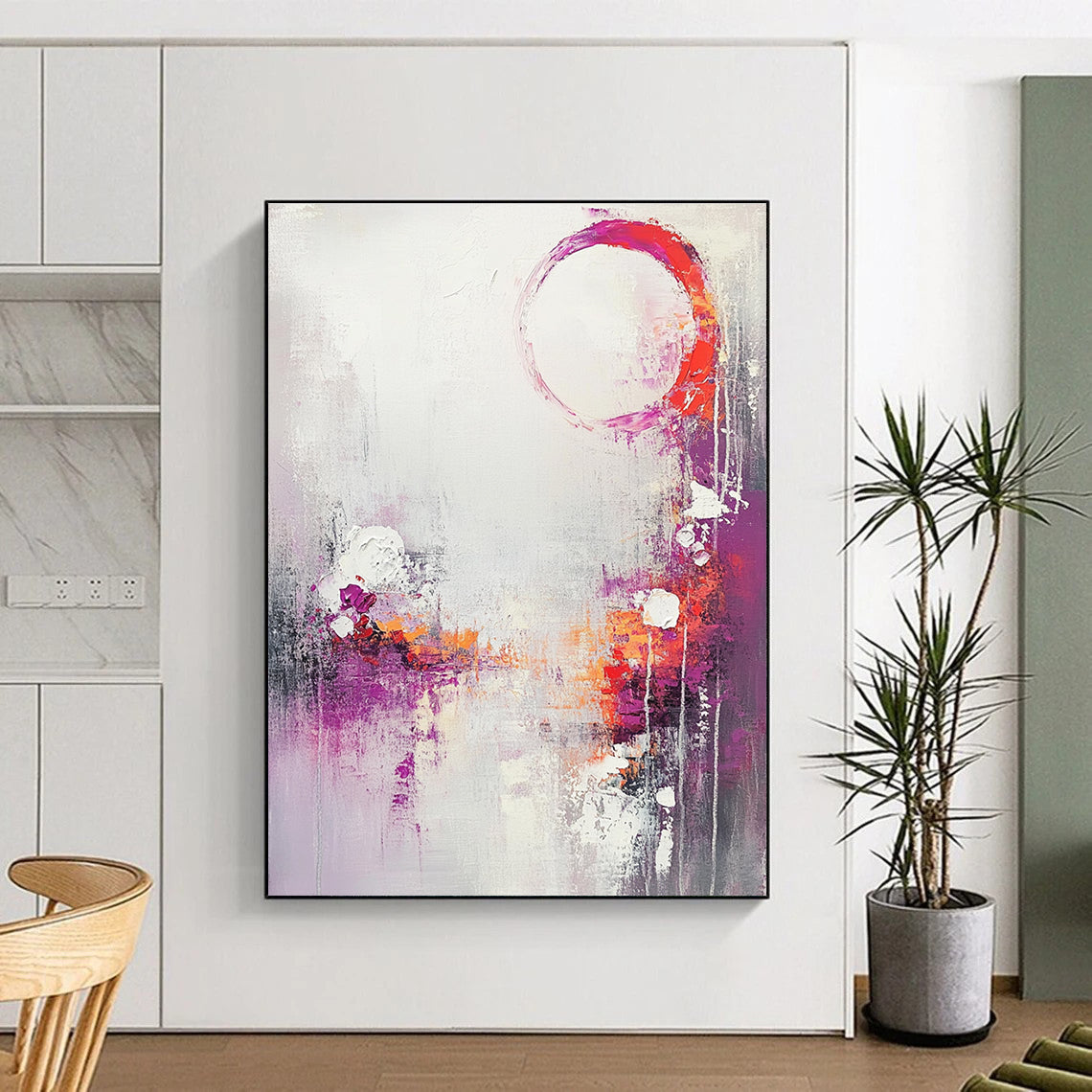 Purple and Orange Abstract Painting for Bohemian - Style Bedrooms GAB0902