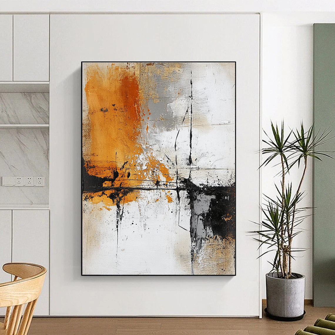 Orange Gray Abstract Textures Painting with Bold Strokes WINK631