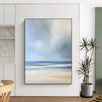 Light Beach Scene Abstract Painting for Coastal Home Living Spaces GAB1300