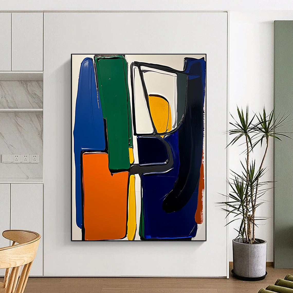 Color - Blocked Geometric Abstract Painting with Bold Vibrancy WINK220