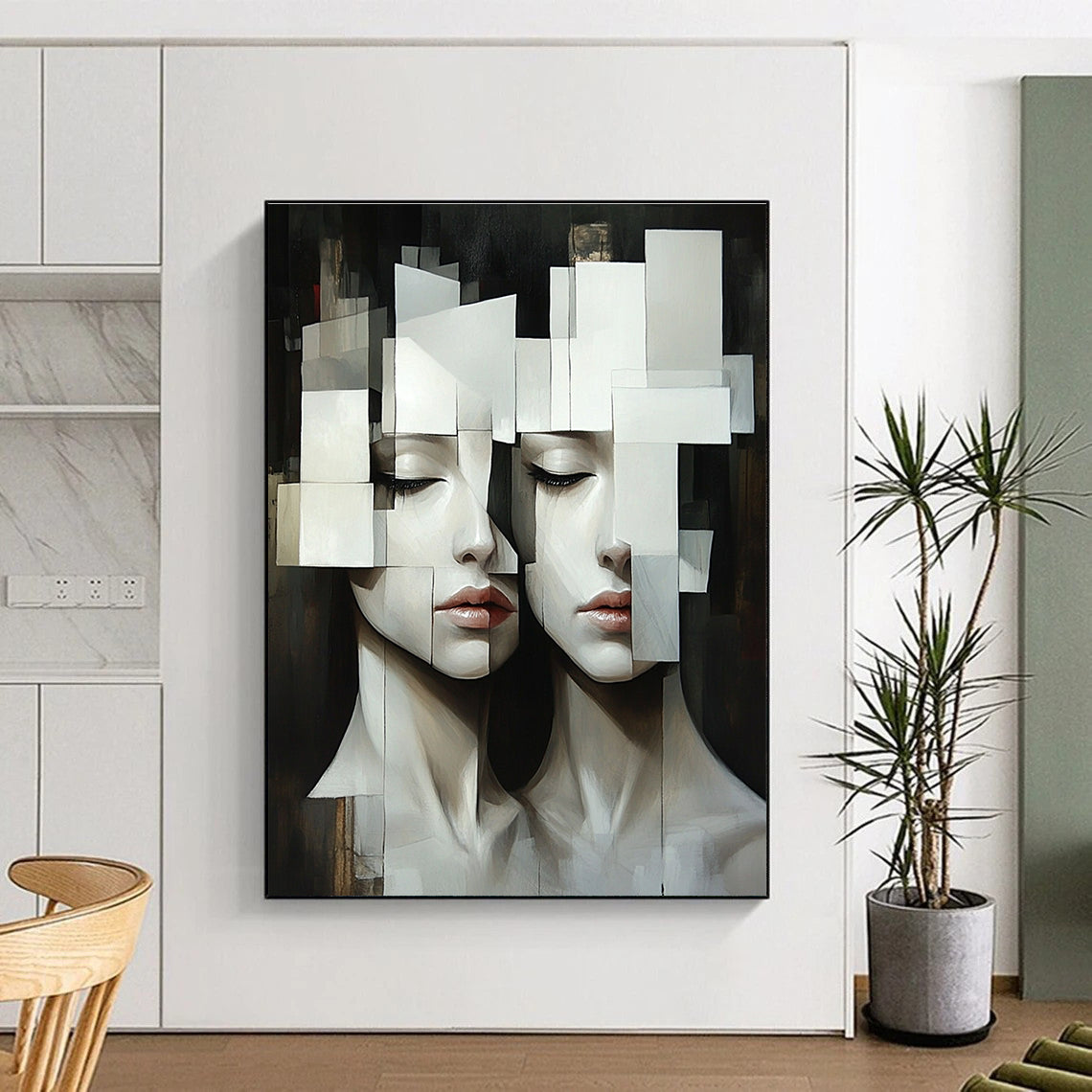 Cubist Faces Modern Abstract Painting for Art Enthusiasts GAB1503