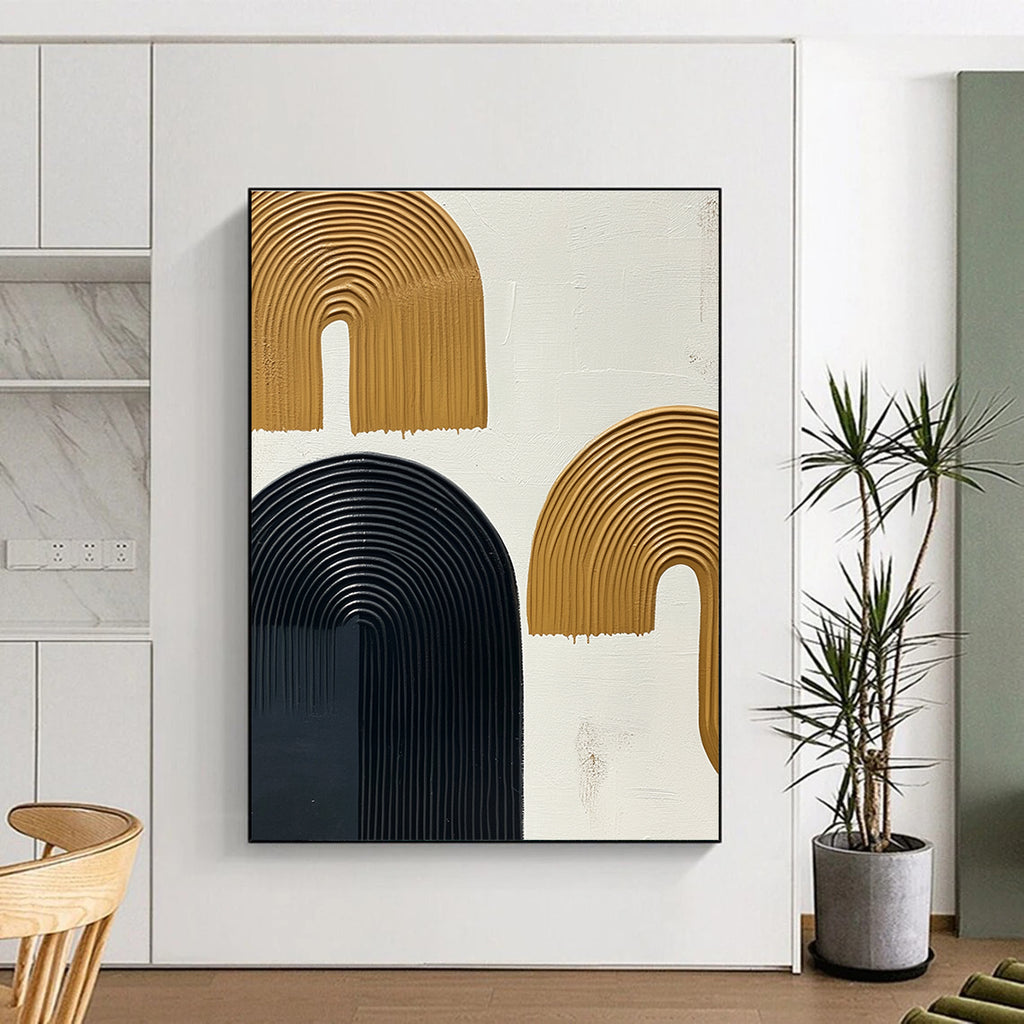 Textured Arched Shapes Abstract Painting for Modern - Styled Hallways GAB1050