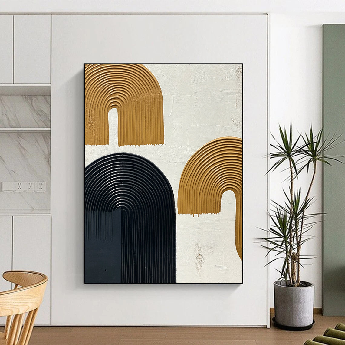 Textured Arched Shapes Abstract Painting for Modern - Styled Hallways GAB1050