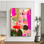 Pink Abstract Garden Painting with Bold Hues GAB0104