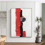 Red - Black Minimalist Abstract Painting for Modern Entryways HENG390