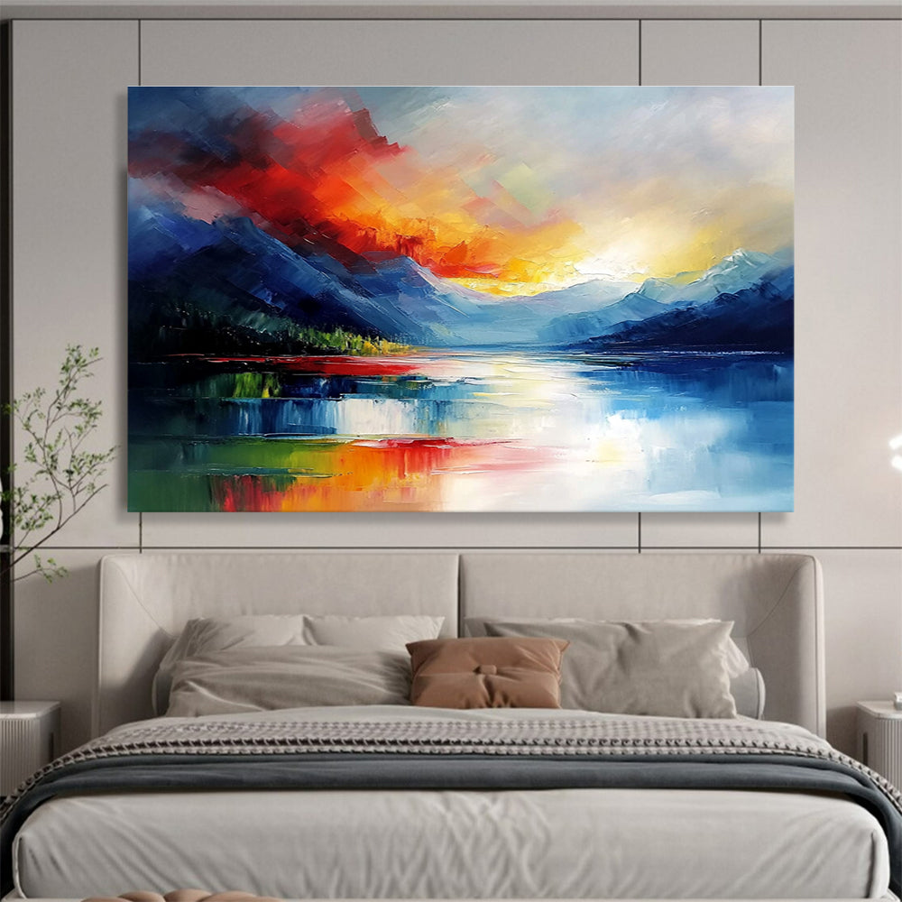 Impasto Sunset Mountain Abstract Painting ABS237
