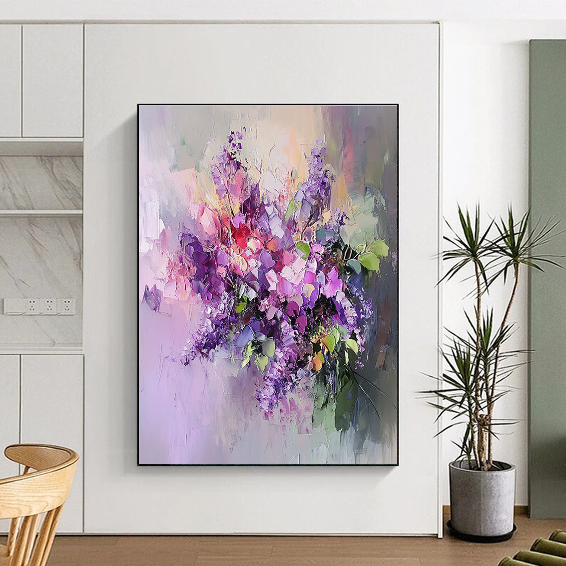 Colorful Flower Bouquet Abstract Painting with Textured Blooms GAB0045