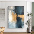 Gray - Gold Abstract Fusion Painting with Subtle Sophistication WINK380