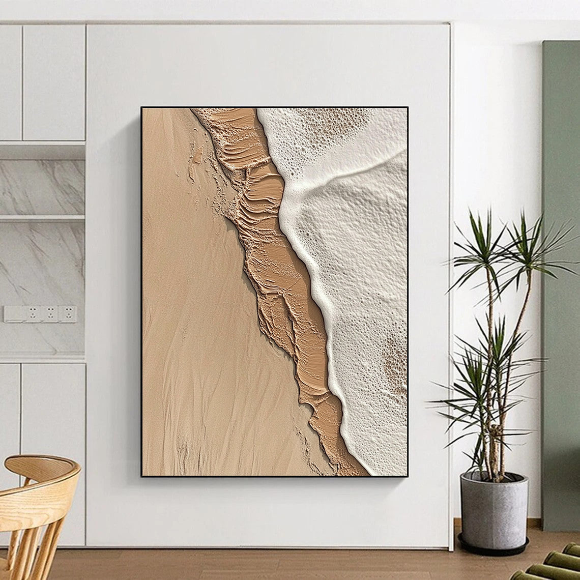 Beach Wave Textured Abstract Painting for Coastal Home Living Rooms GAB1333