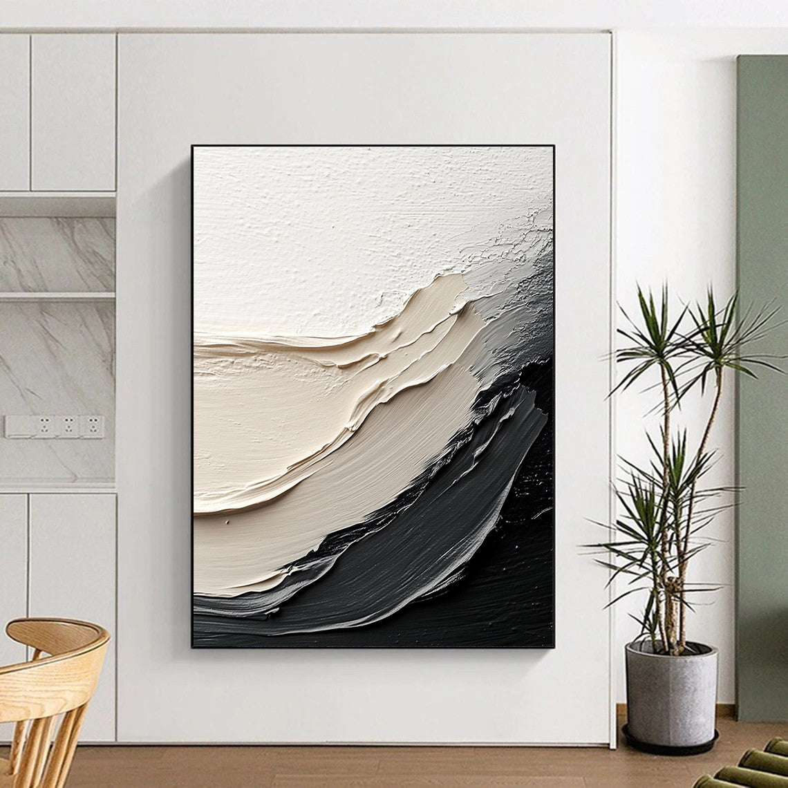 Textured Neutral Waves Minimalist Abstract Painting for Sophisticated Spaces GAB1532