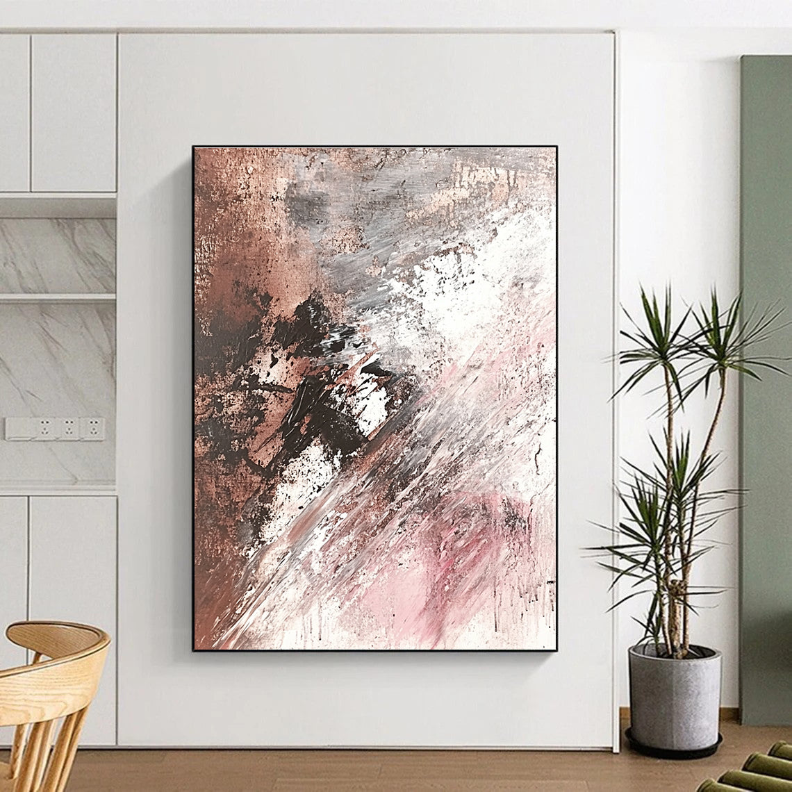 Brown Gray White Abstract Painting with Subtle Drama WINK673