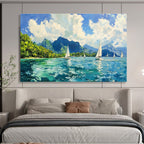 Sailing and Mountain Abstract Painting for Nautical - Themed Clubs YHT413