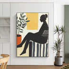 Silhouette with Plant Abstract Painting for Modern - Styled Studies GAB1024