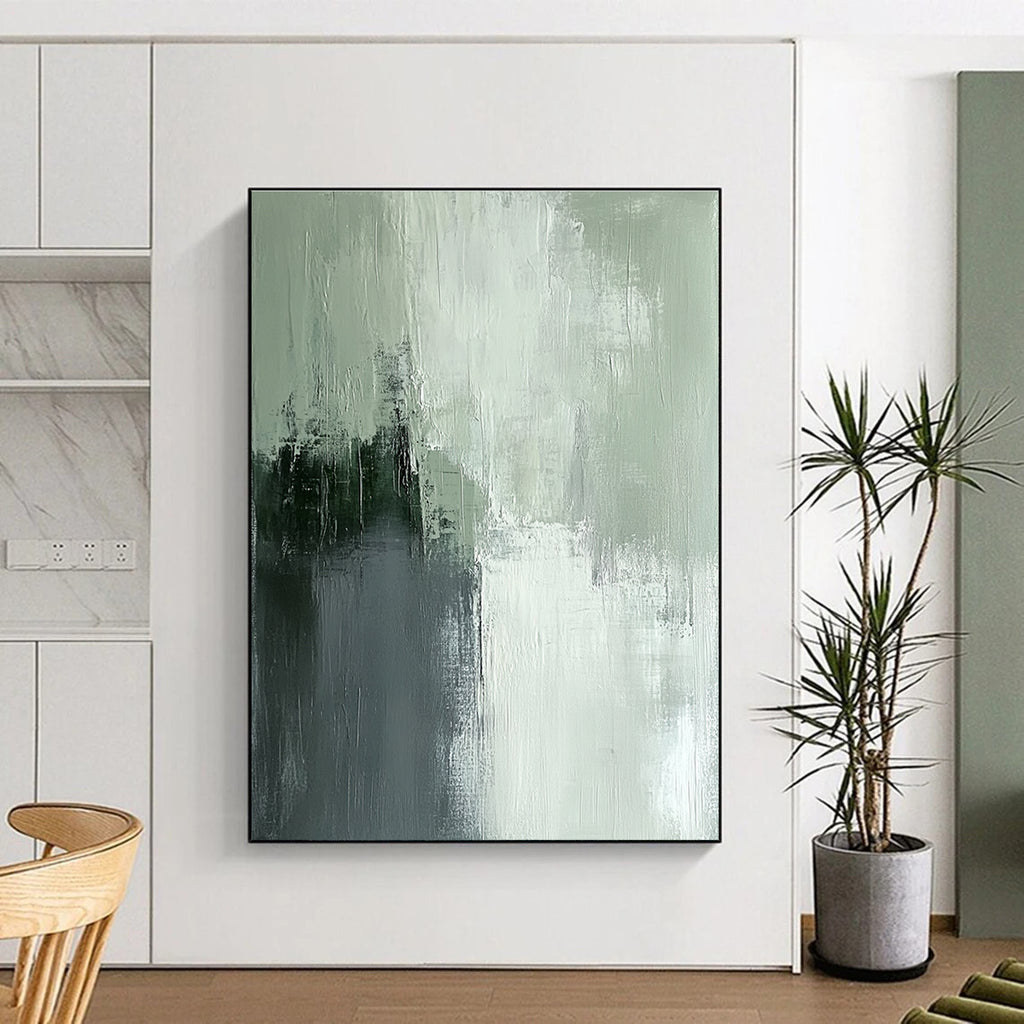 Gray Green Abstract Textures Painting with Subtle Tones WINK651