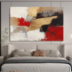 Gold Red Abstract Fusion Painting with Bold Textured Contrasts ABS539