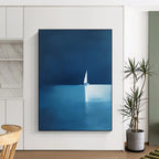 Distant Sailboat Reflection Minimalist Nautical Abstract Painting GAB0224