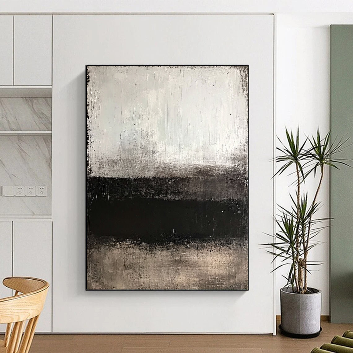 Gray Abstract Horizon Painting with Quiet Contemplation WINK362