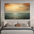 Sunset Over Sea Abstract Painting for Coastal Vibes YHT010