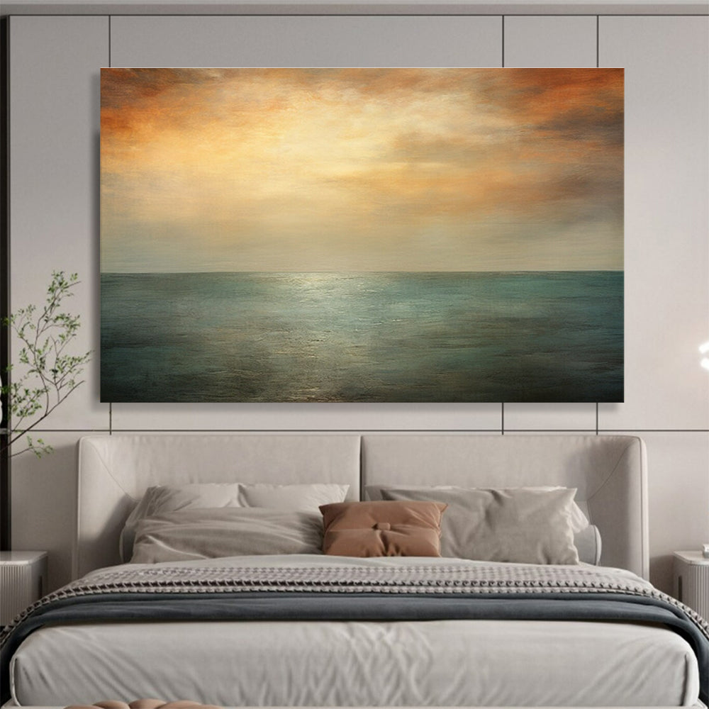 Sunset Over Sea Abstract Painting for Coastal Vibes YHT010