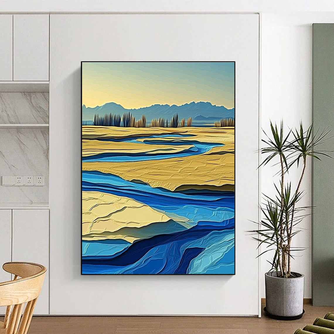 River in Desert Colorful Abstract Painting for Eclectic Spaces GAB1485