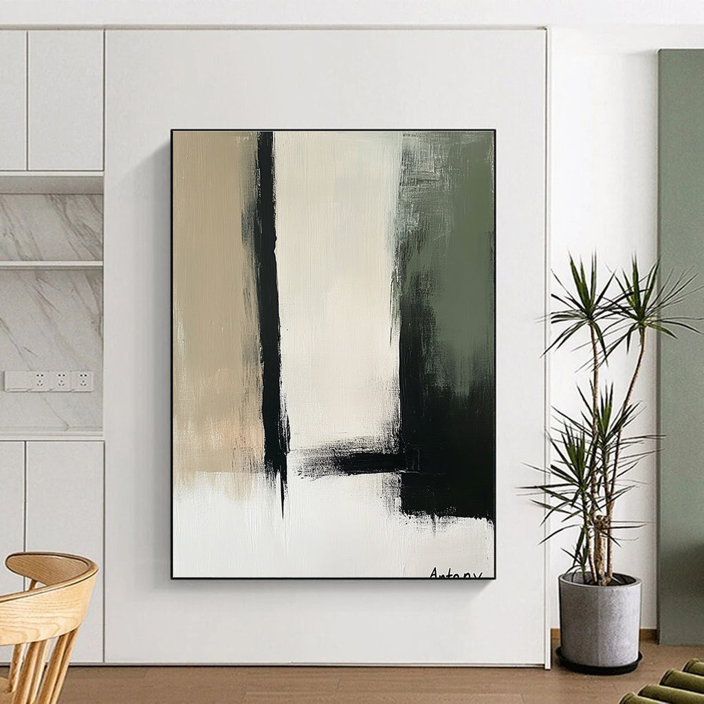 Black and Neutral Abstract Painting for Industrial - Style Art Galleries GAB1188
